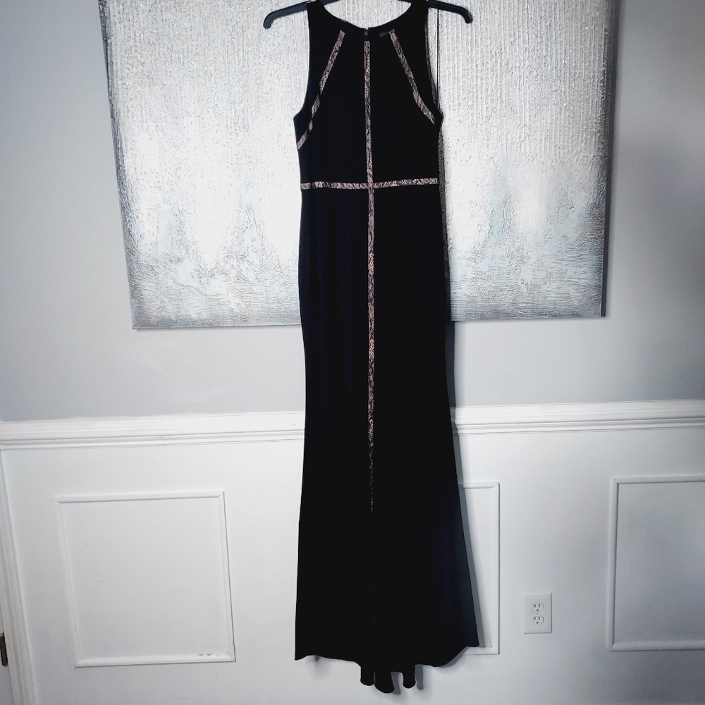 Adrianna Papell Lace Trim Asymmetric Stretch Formal Dress/Gown Sz-8 - Picture 2 of 9
